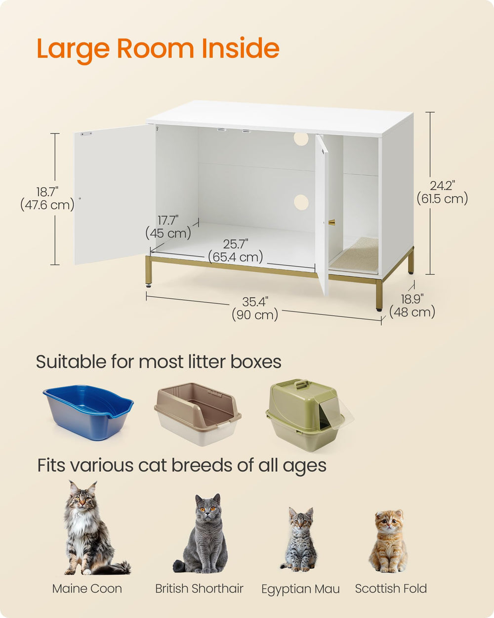 Feandrea white and gold finish details elevate a living space.