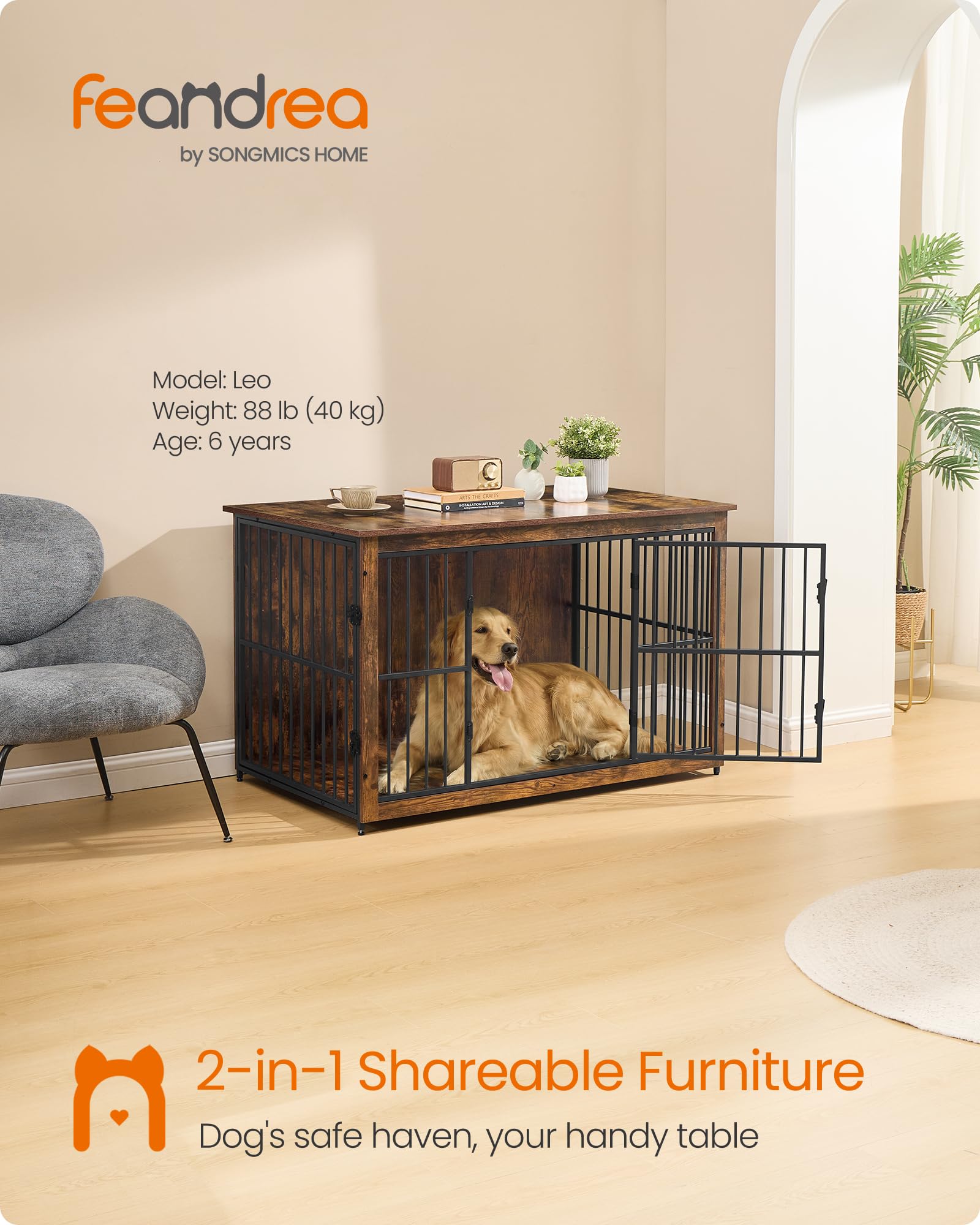 Feandrea crate furniture with side door offers flexible placement in small spaces.