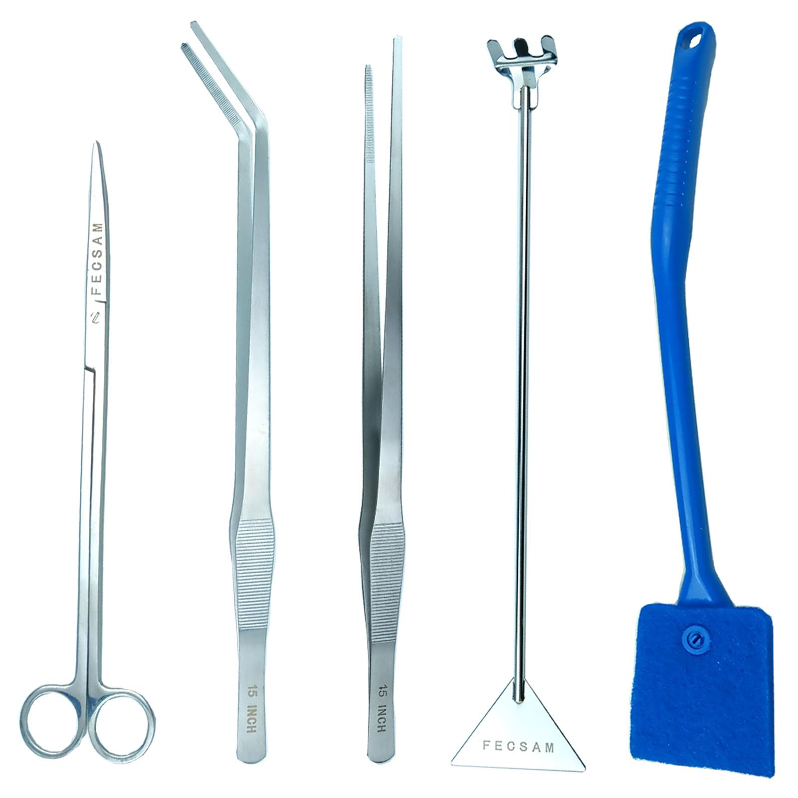 Fecsam aquascape kit 15 inch curved tweezers for precise planting in deep tanks