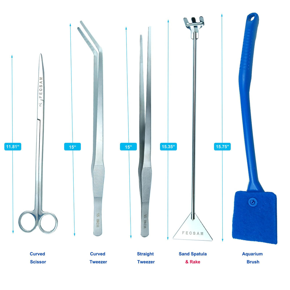 Fecsam aquascape kit 15 inch straight tweezers for safe plant handling