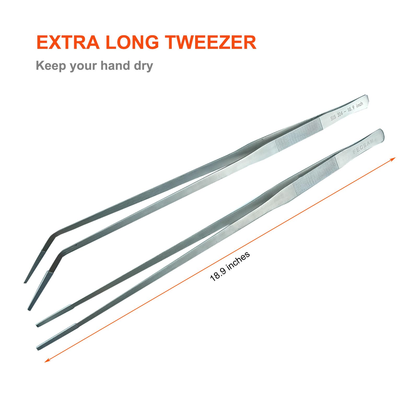 Fecsam straight-tip tongs with rubber cover improve grip on slippery prey.