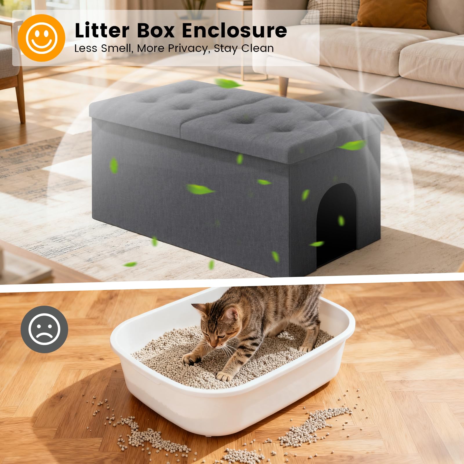 Fecuria 3-in-1 cat furniture provides lounging space with hidden litter access.