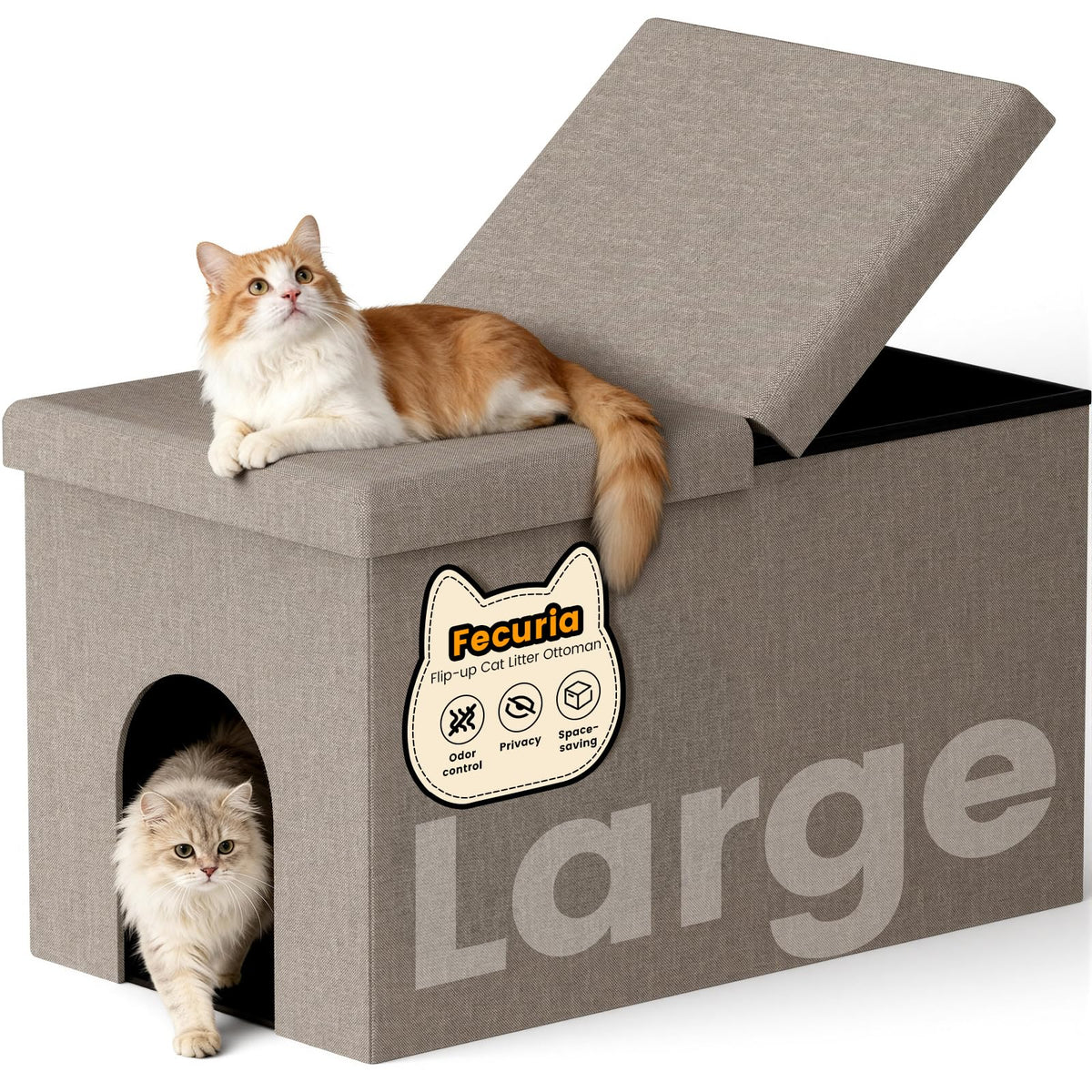 Fecuria 3-in-1 cat litter box enclosure with dog-proof design for a tidy, pet-friendly home.