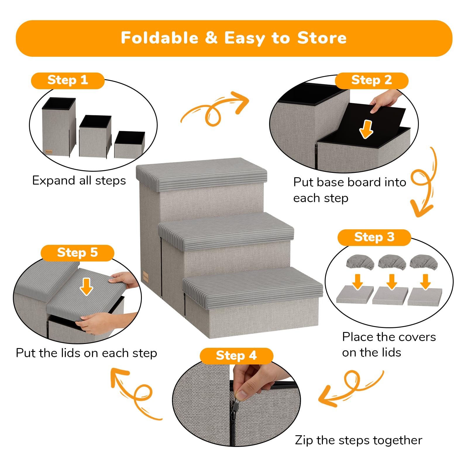 Fecuria dog stairs suitable for indoor use and car trips.