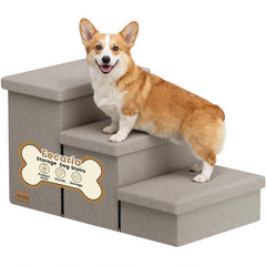Fecuria 3-step wide dog stairs with hidden storage lid for clutter-free corners.