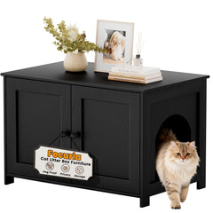 Fecuria cat litter box enclosure front view showing dog-proof design for a tidy home.