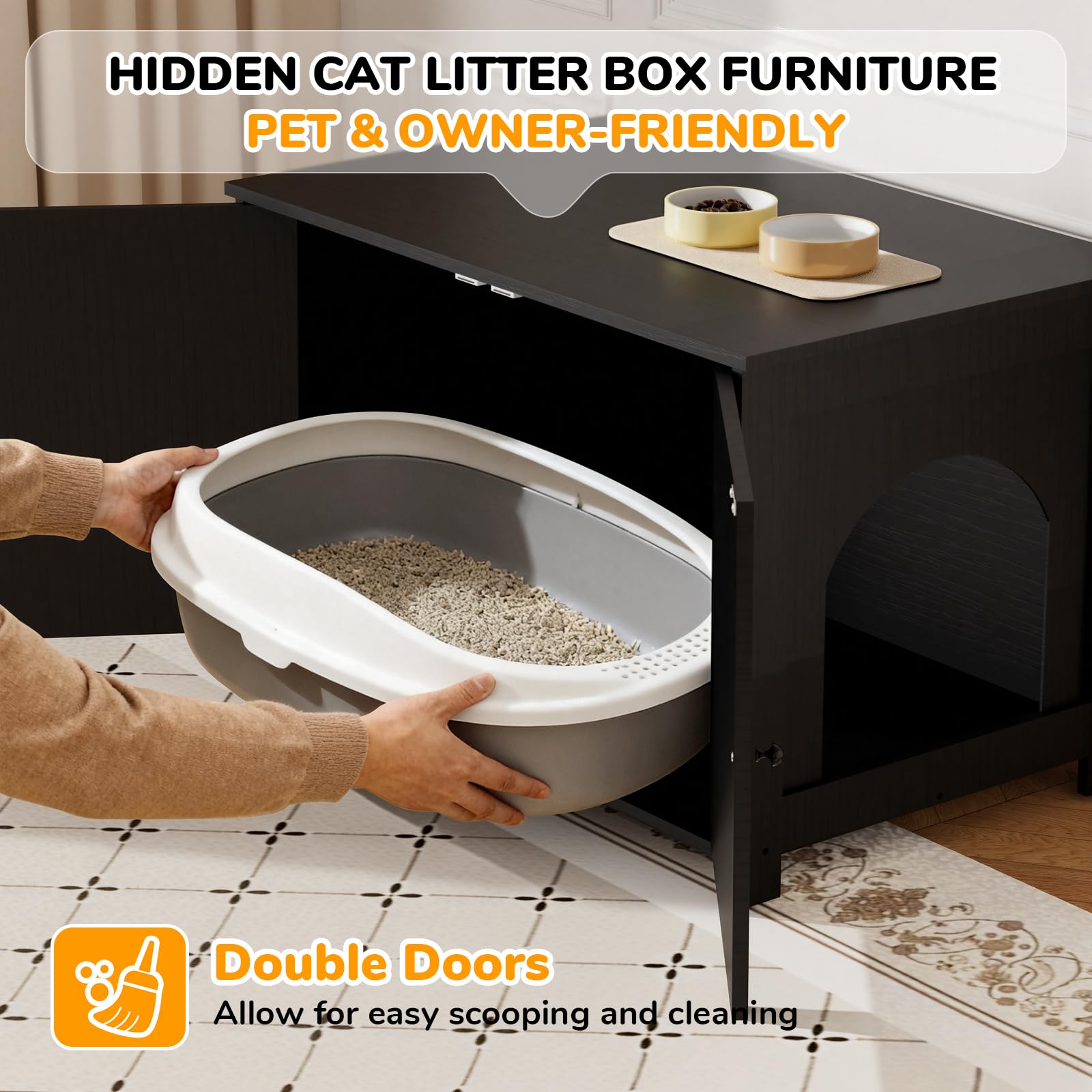 Enclosed doors and odor control help keep the home fresh and clutter-free.