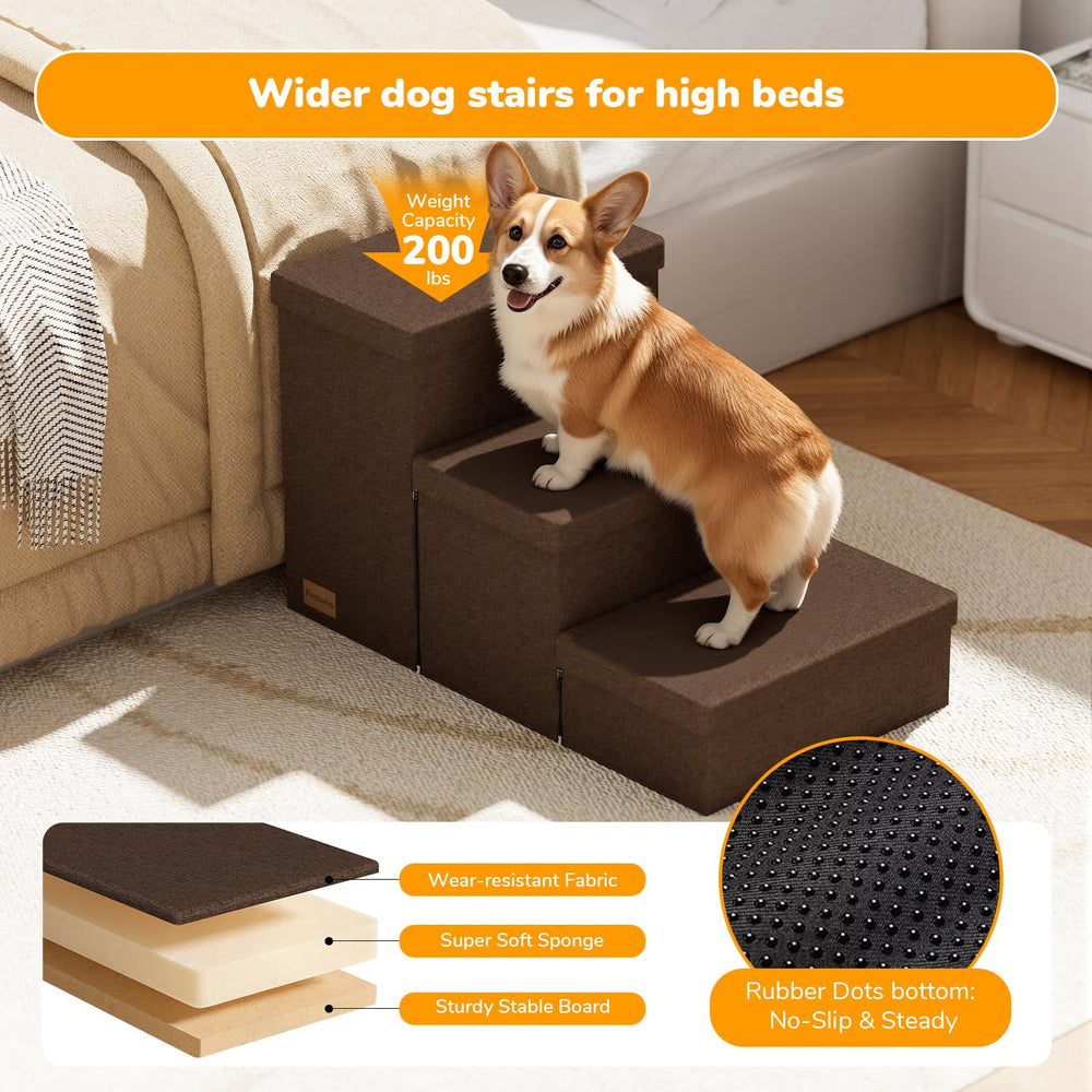 Fecuria extra-wide steps support comfortable climbing for pets of all sizes.