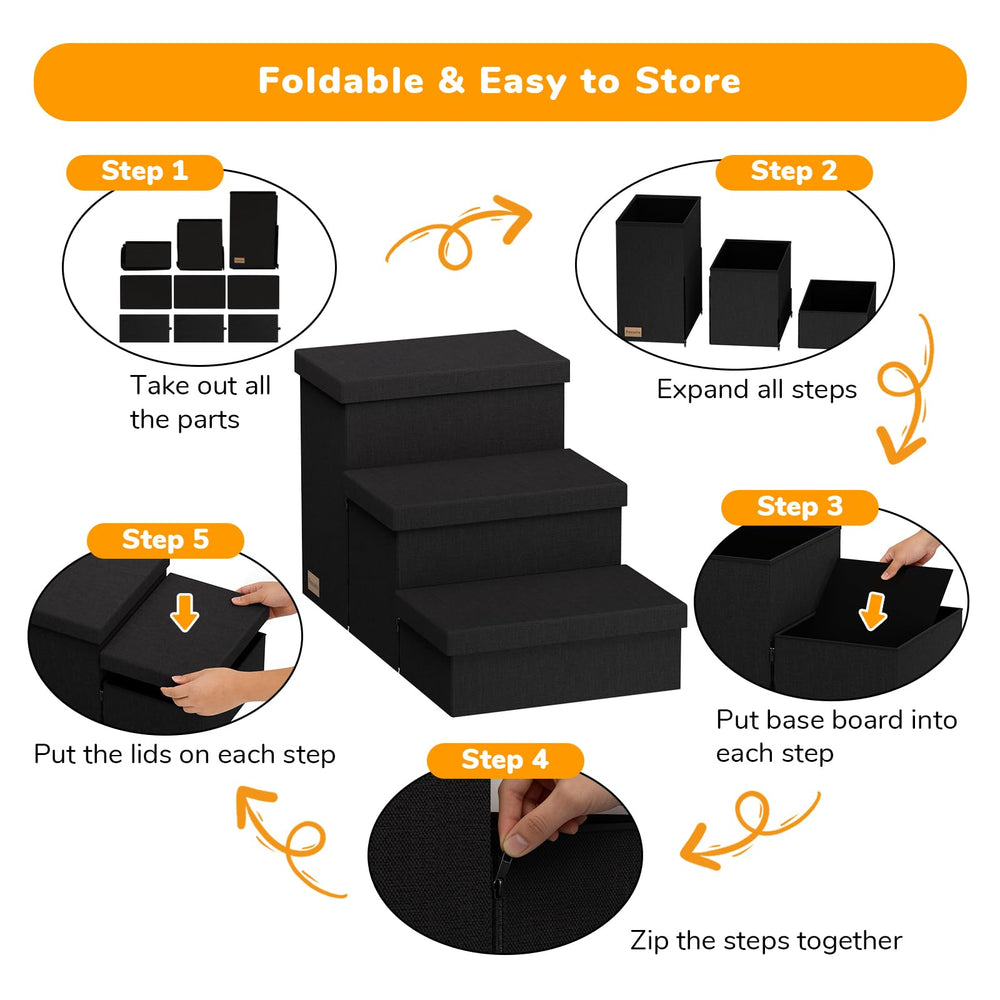 Fecuria dog stairs folded for compact storage