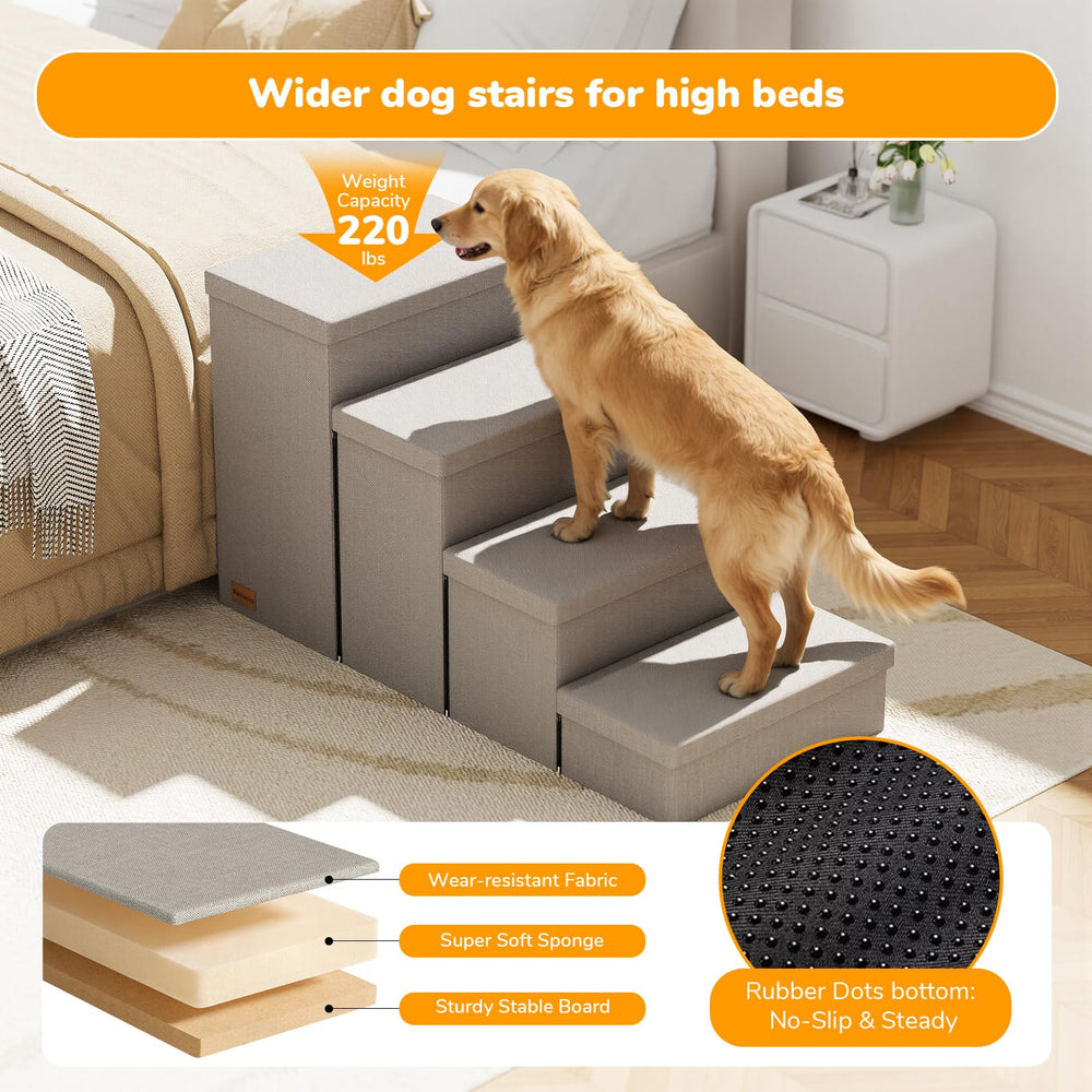 Fecuria stairs reveal hidden storage bin for blankets and toys.