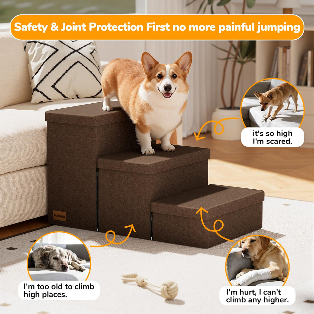Fecuria dog stairs non-slip bottom provide stable climbs on any surface.