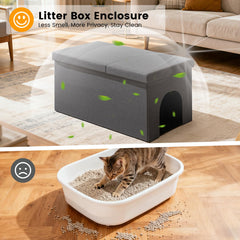 Fecuria hidden litter box ottoman keeps clutter out of sight while serving as seating.