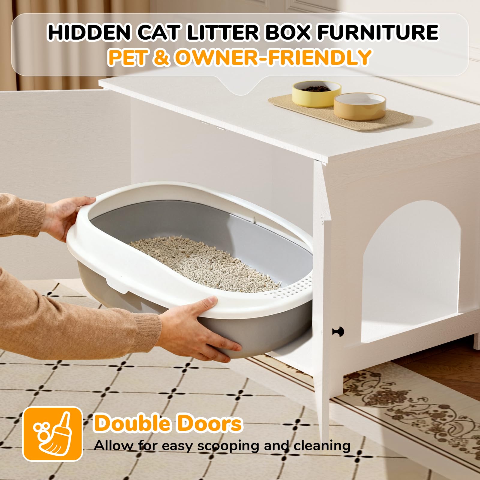 Fecuria low-entry design helps injured or short-legged cats enter comfortably.