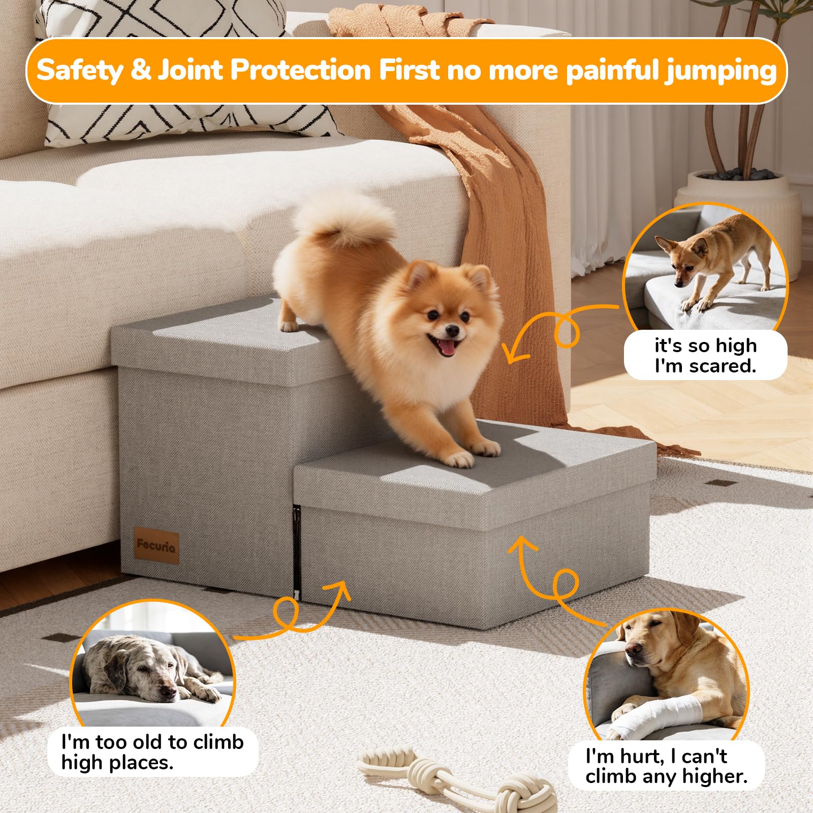 Fecuria non-slip bottom keeps pets safe on stairs