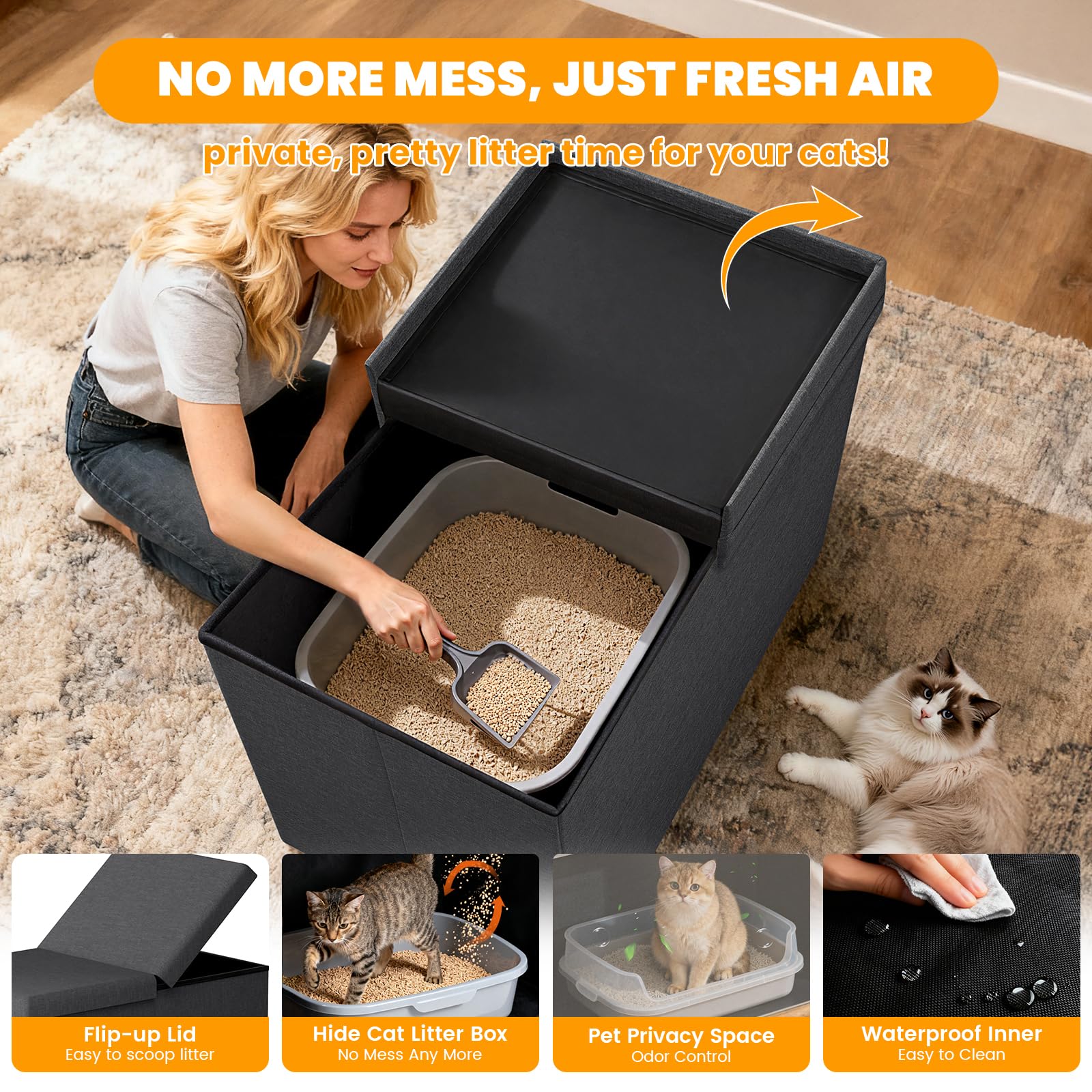 Fecuria odor-control enclosure helps maintain a fresher home for you and your cat.