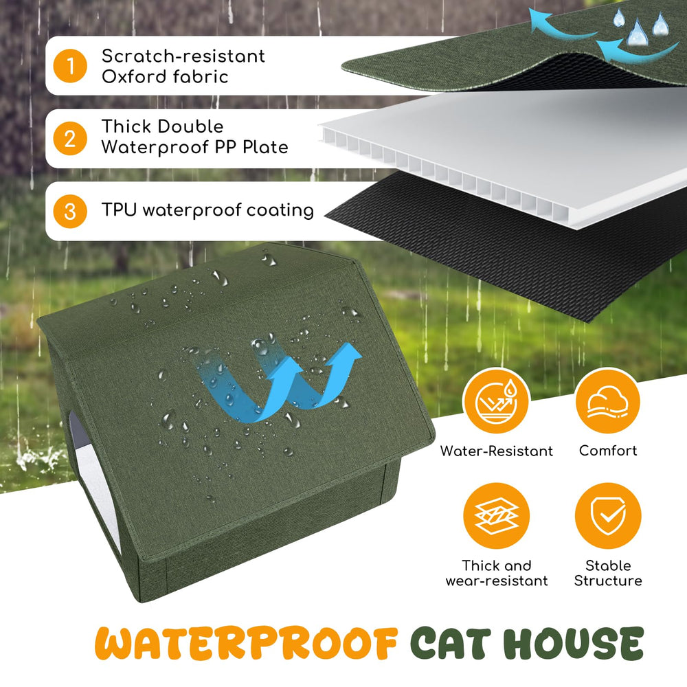 Fecuria outdoor cat house insulated cushion keeps pets warm during chilly nights