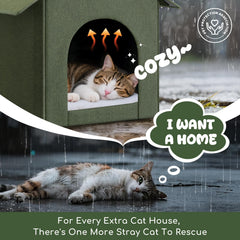 Fecuria outdoor cat house spacious design fits cats, small dogs, under 18 lbs