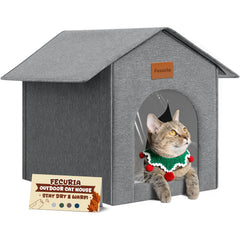 Fecuria outdoor cat house front view shows weatherproof shelter for outdoors