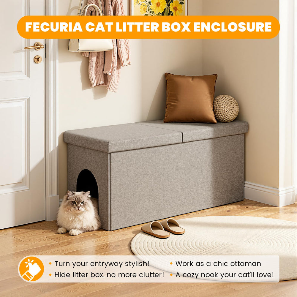 Fecuria space-saving ottoman bench blends with decor while concealing the litter.