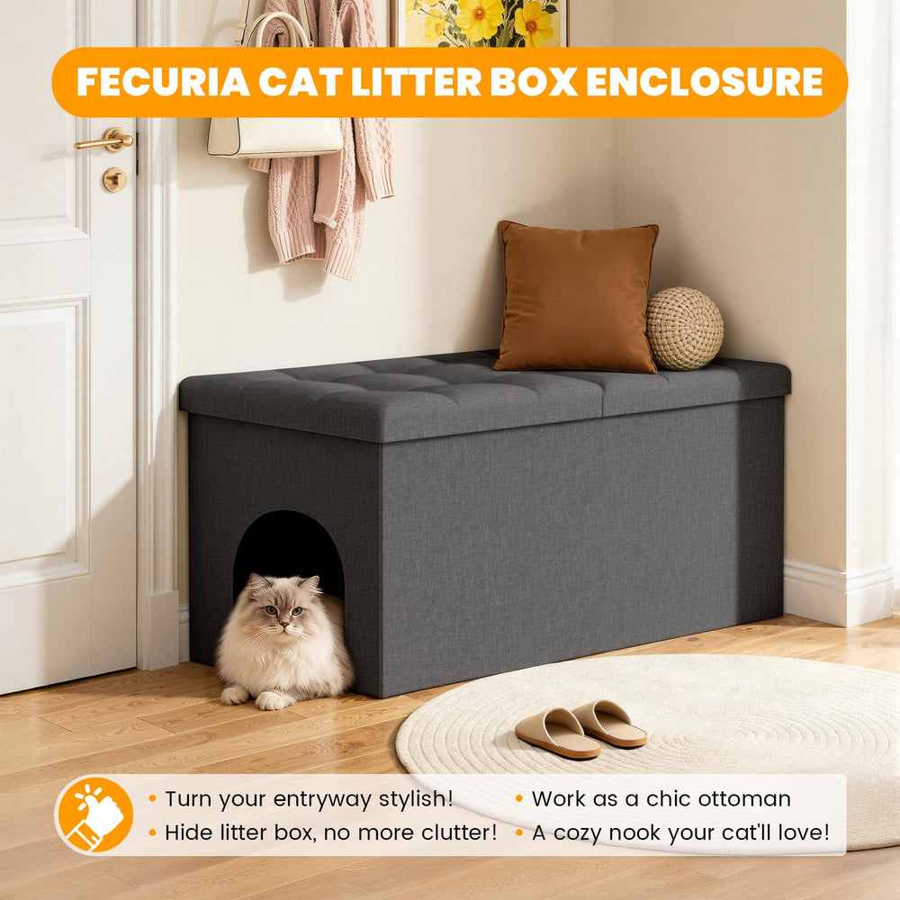 Fecuria spacious enclosure provides room for cats to enter, turn, and dig.