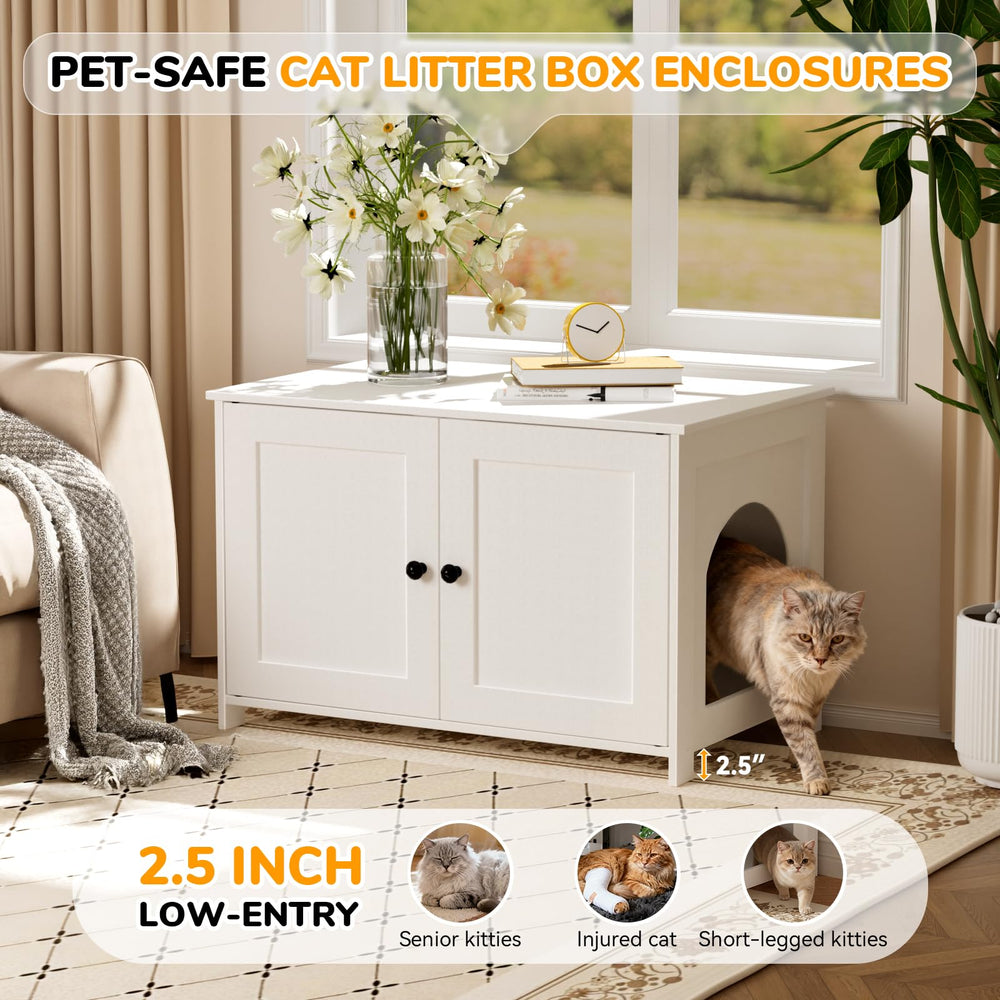 Fecuria spacious interior supports standard litter boxes and free movement.