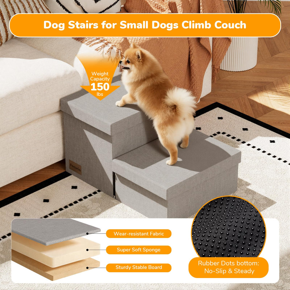 Fecuria stairs on couch provide easy access for pets