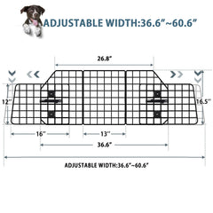 FEED GARDEN barrier installed on headrests keeps pets safely in the rear cargo area