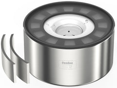 Feedoo 1Gallon No Spill Bowl front view showing double-wall steel keeps water cooler