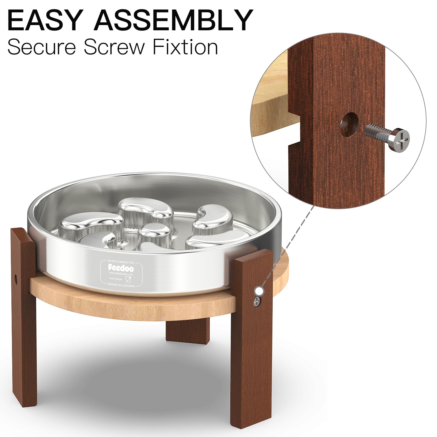 Feedoo assembly with three screws demonstrates quick, tool-light setup.