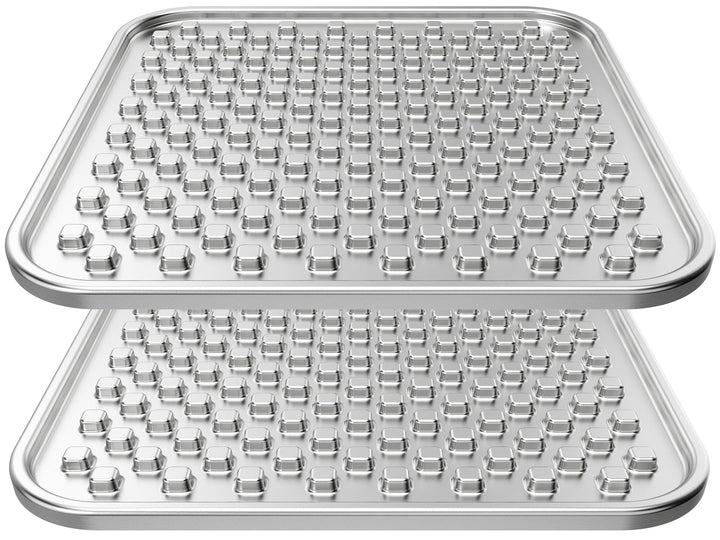 Feedoo double-layer stainless steel lick mat for dogs and cats during enrichment meals.