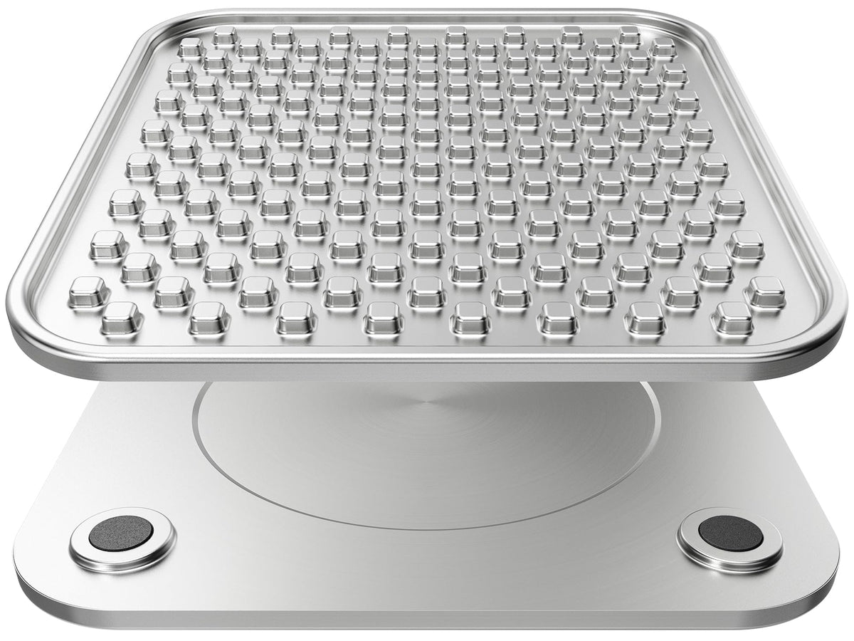Feedoo stainless steel lick mat with double wall for durable chewing-resistant meals.