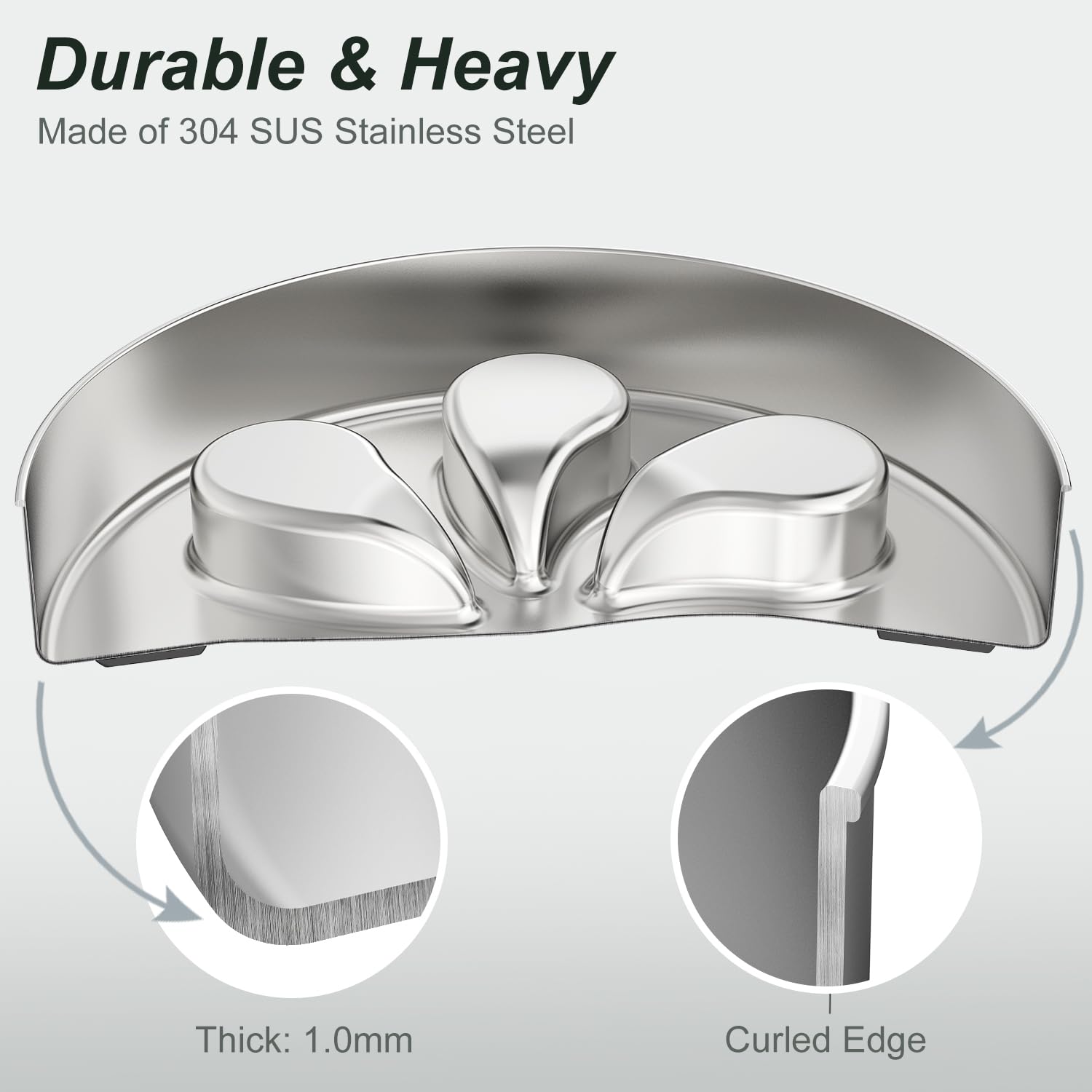 Feedoo polished steel bowl front-back dual design for versatile feeding.