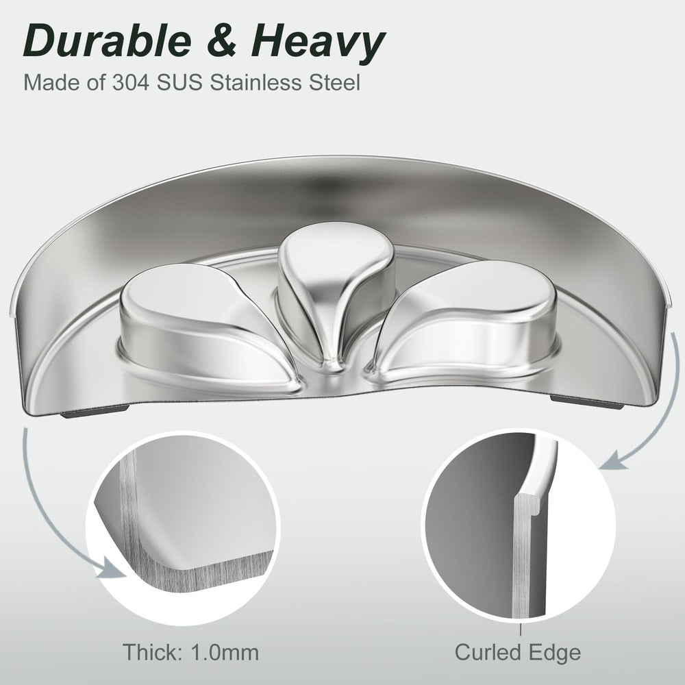 Feedoo polished steel bowl front-back dual design for versatile feeding.