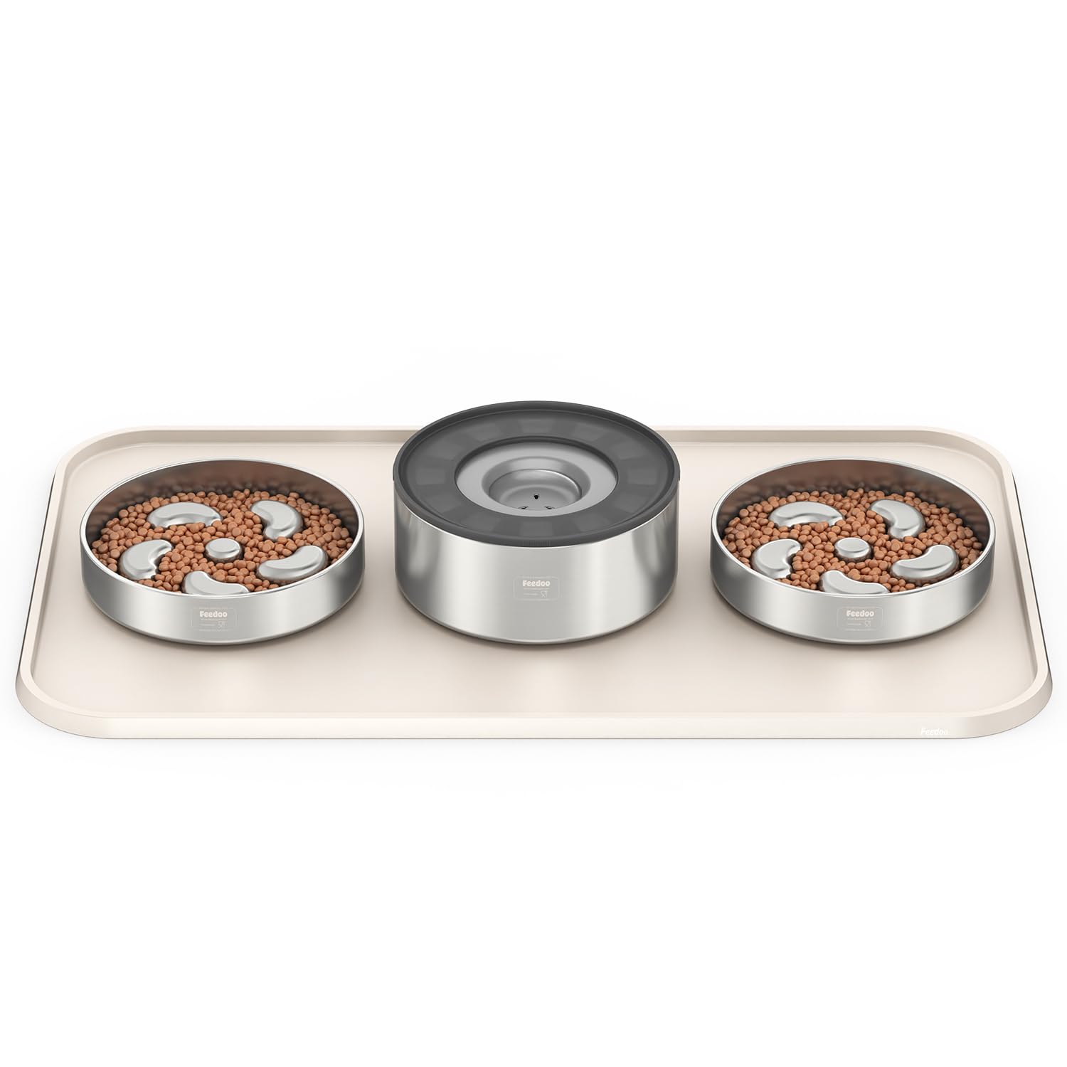 Feedoo floor-protection mat stays flat under bowls for neat meals