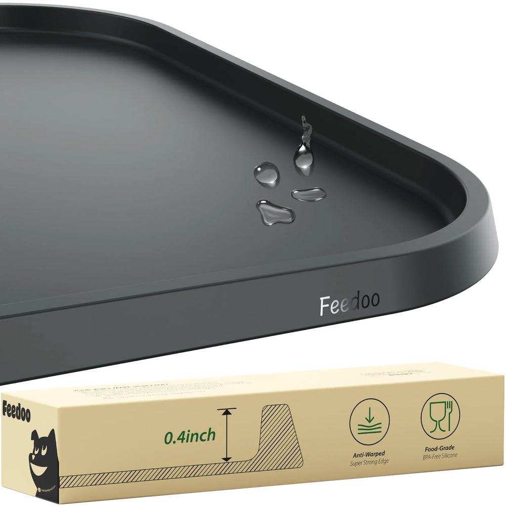 Feedoo feeding mat with warped-edge design protects floors from spills