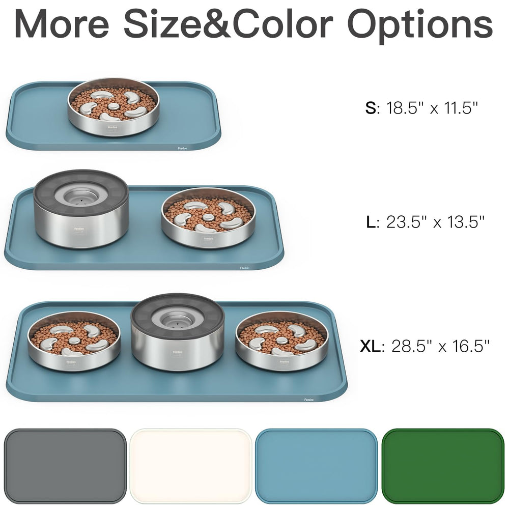 Feedoo feeding mat waterproof surface protects floors during meal times.