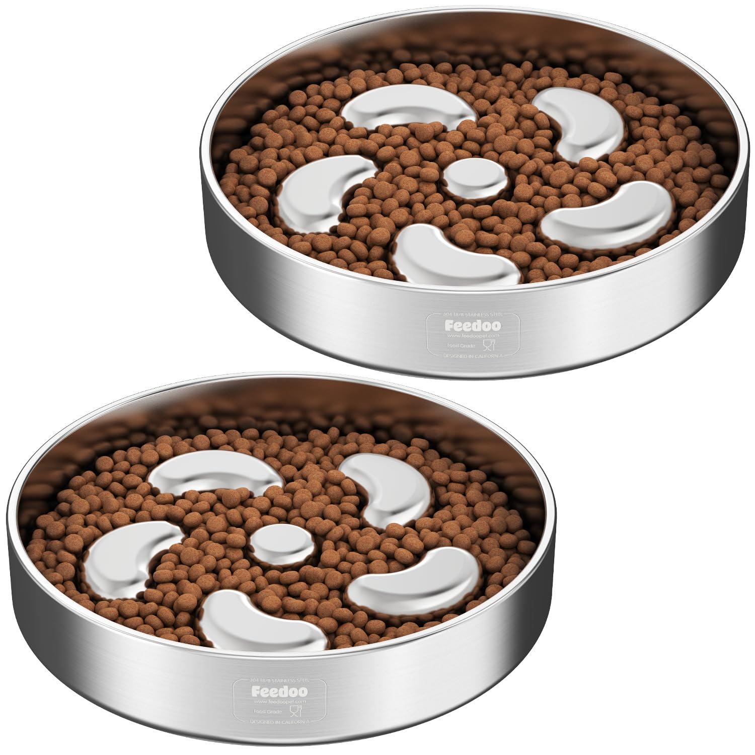 Feedoo slow-feeder bowl with flower design slows meals for dogs.