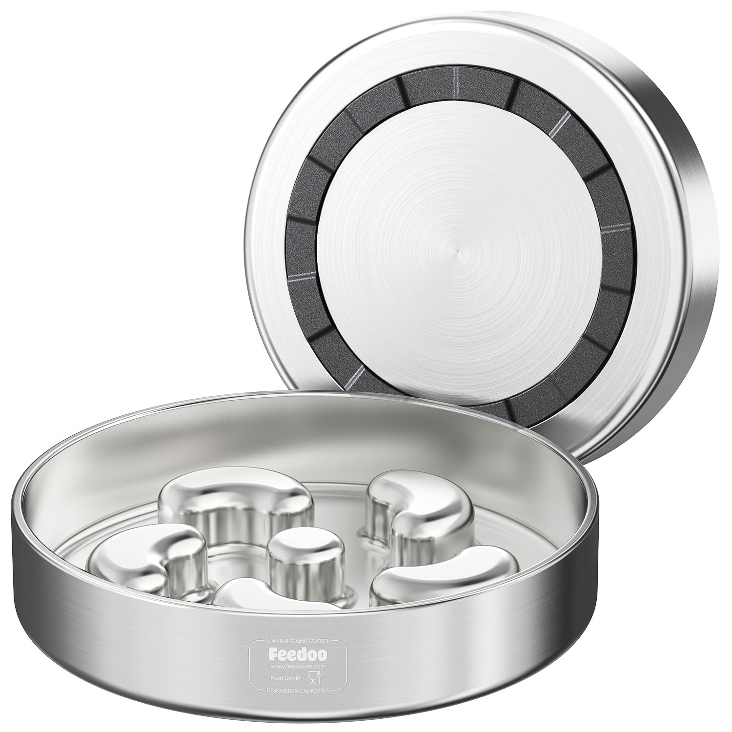 Feedoo Slow Feeder Bowl with flower-shaped hump slows eating for better pacing.