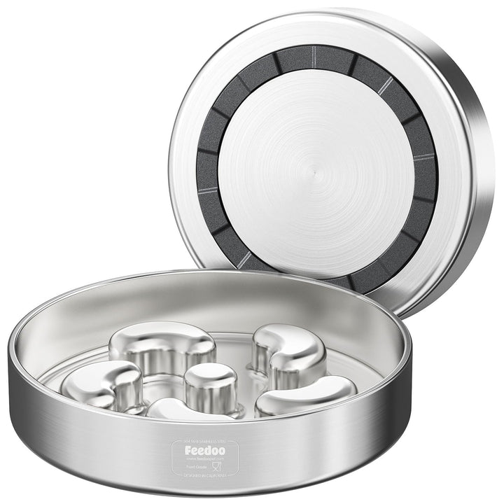 Feedoo Slow Feeder Bowl with flower-shaped hump slows eating for better pacing.