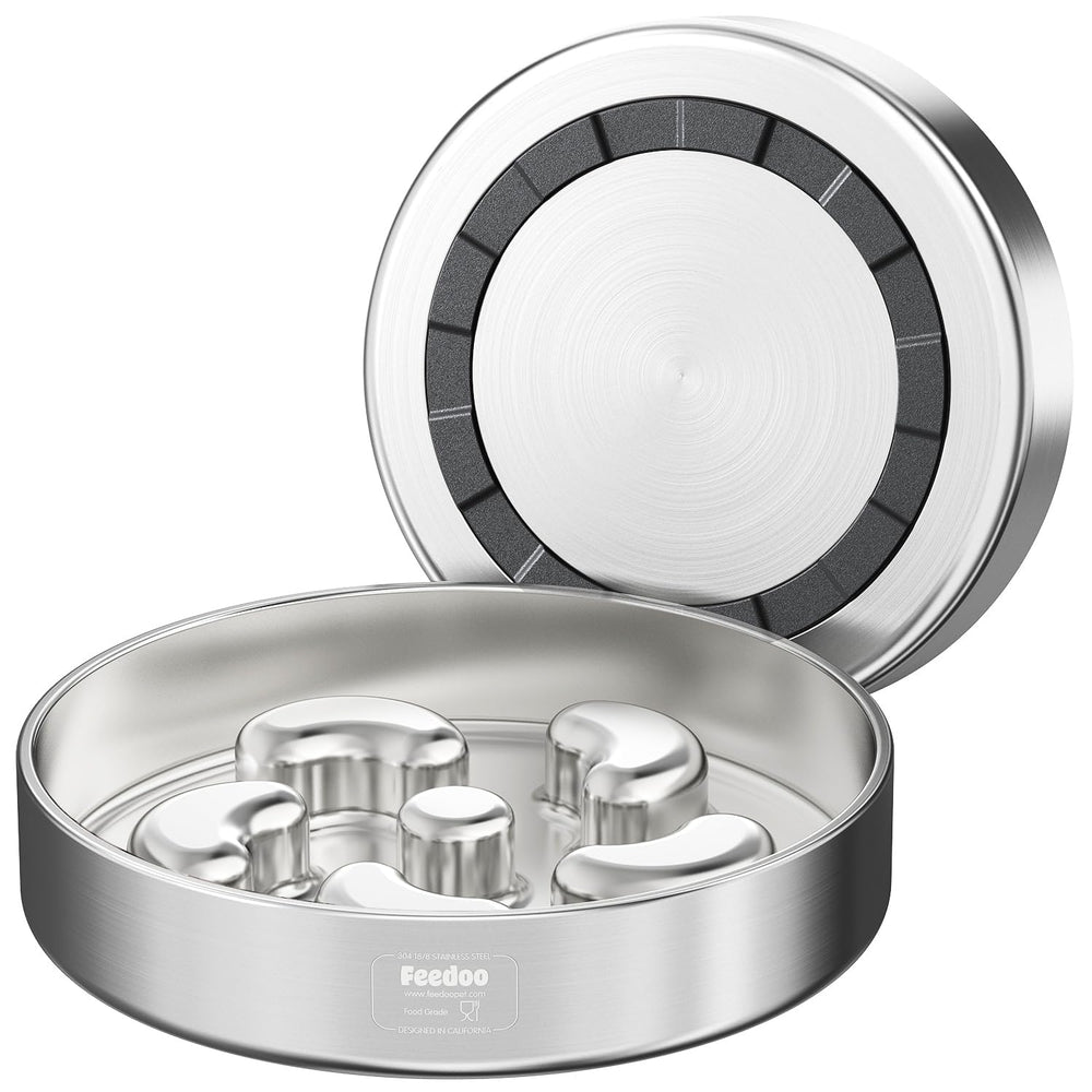 Feedoo Slow Feeder Bowl with flower-shaped hump slows eating for better pacing.