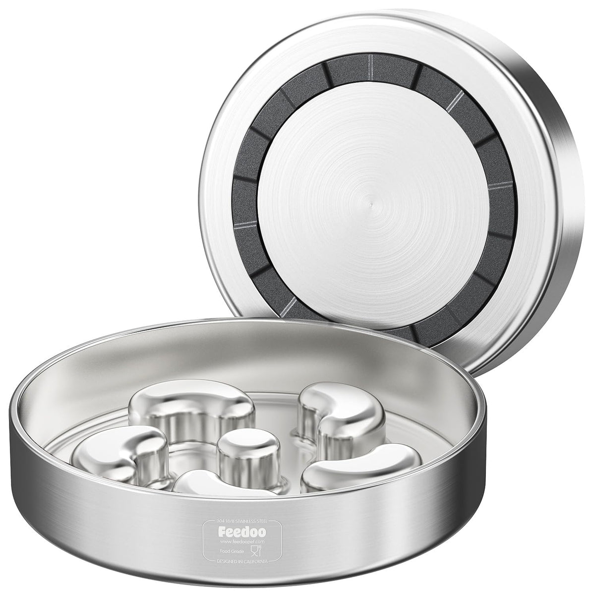 Feedoo Slow Feeder Bowl with flower-shaped hump slows eating for better pacing.