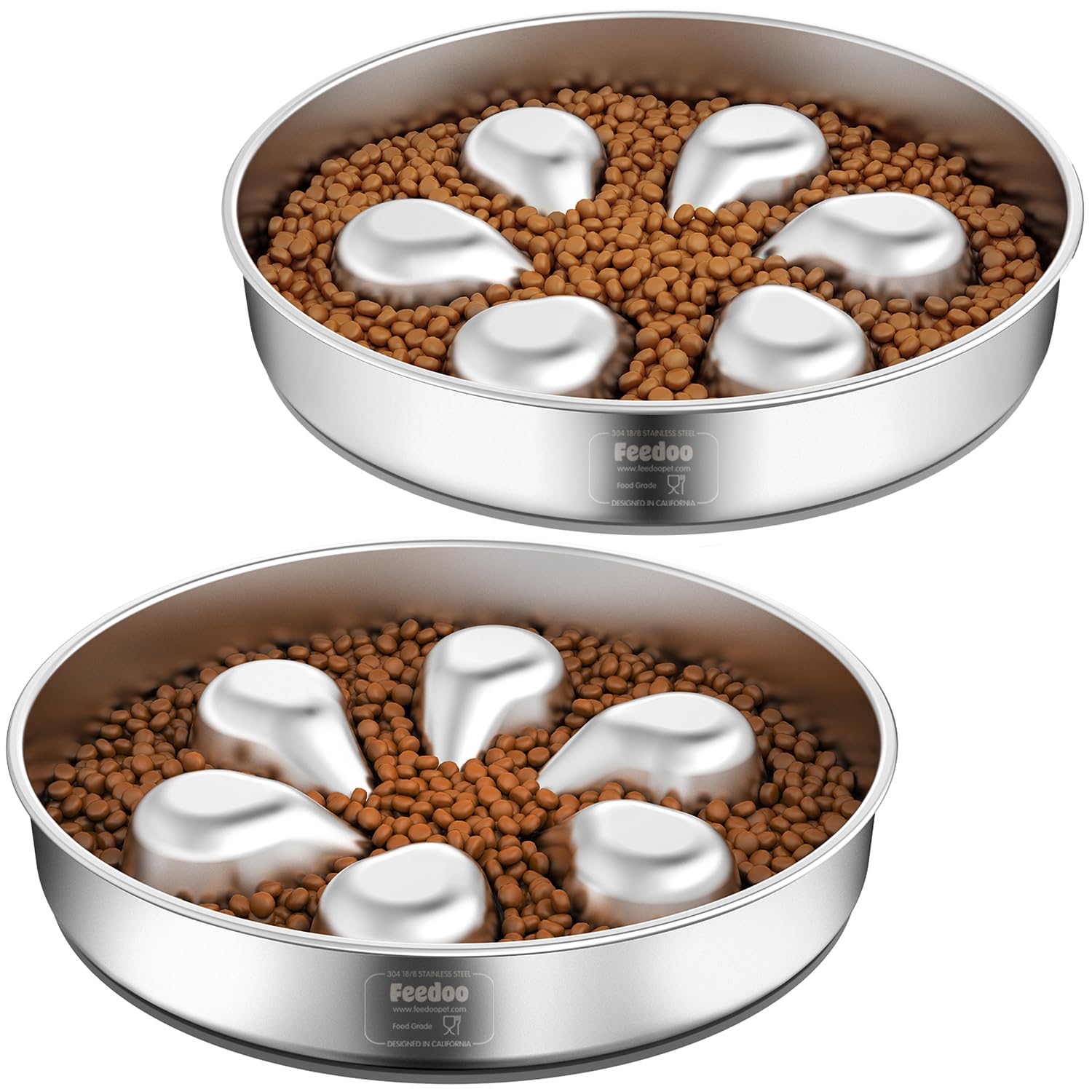 Feedoo slow-feeder bowl maze design slows eating for calmer meals.
