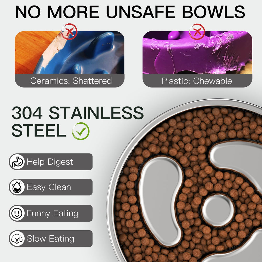 Feedoo Slow Feeder Bowl crafted from 304 stainless steel for durability.