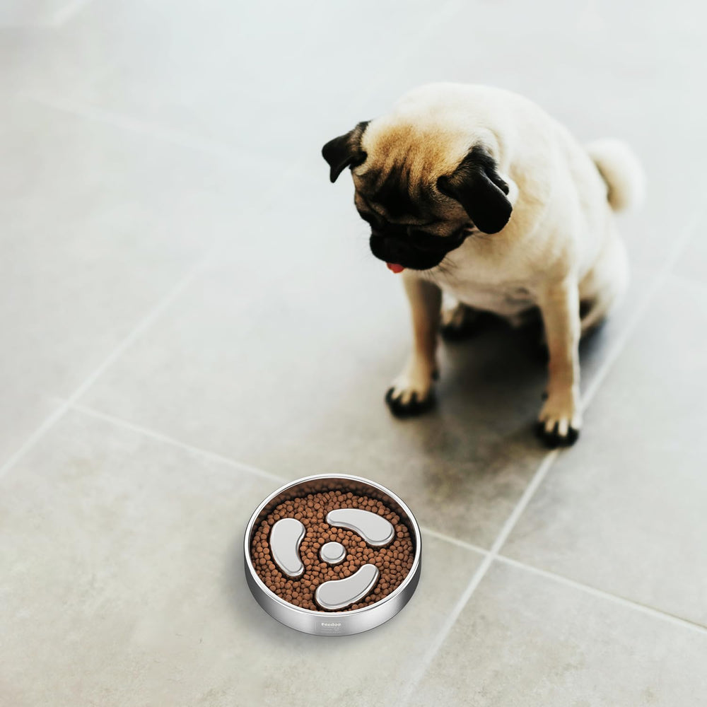 Feedoo Slow Feeder Bowl anti-choking design promotes slower meals.
