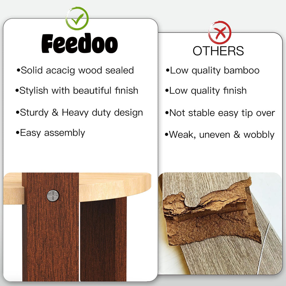 Feedoo elevated stand doubles as a flower pot holder for versatility.
