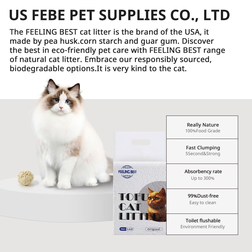 FEELING BEST Tofu Cat Litter pellets show 1.5mm diameter for quick absorption.