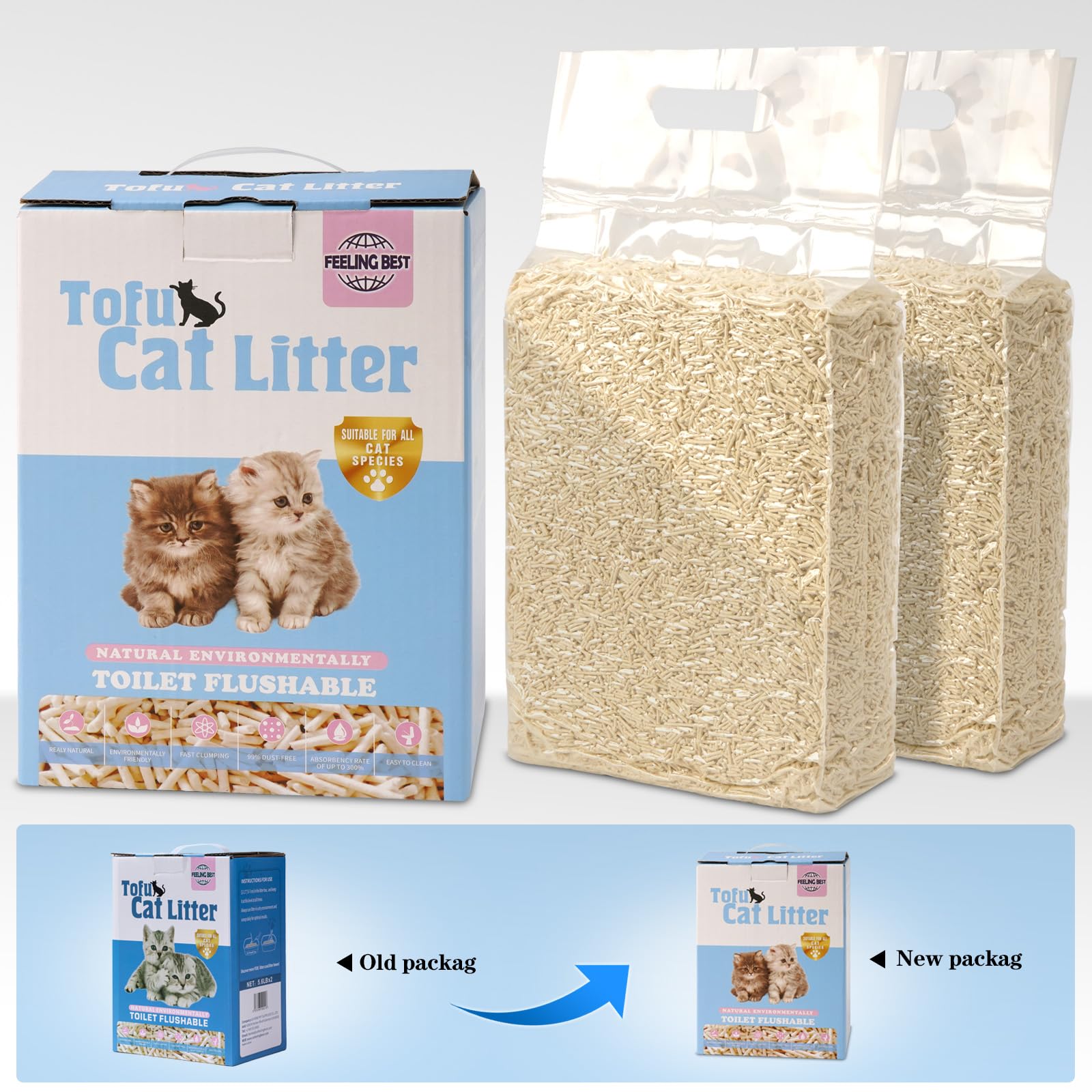 FEELING BEST Tofu Cat Litter clumping action demonstrates quick, tight litter bonds.
