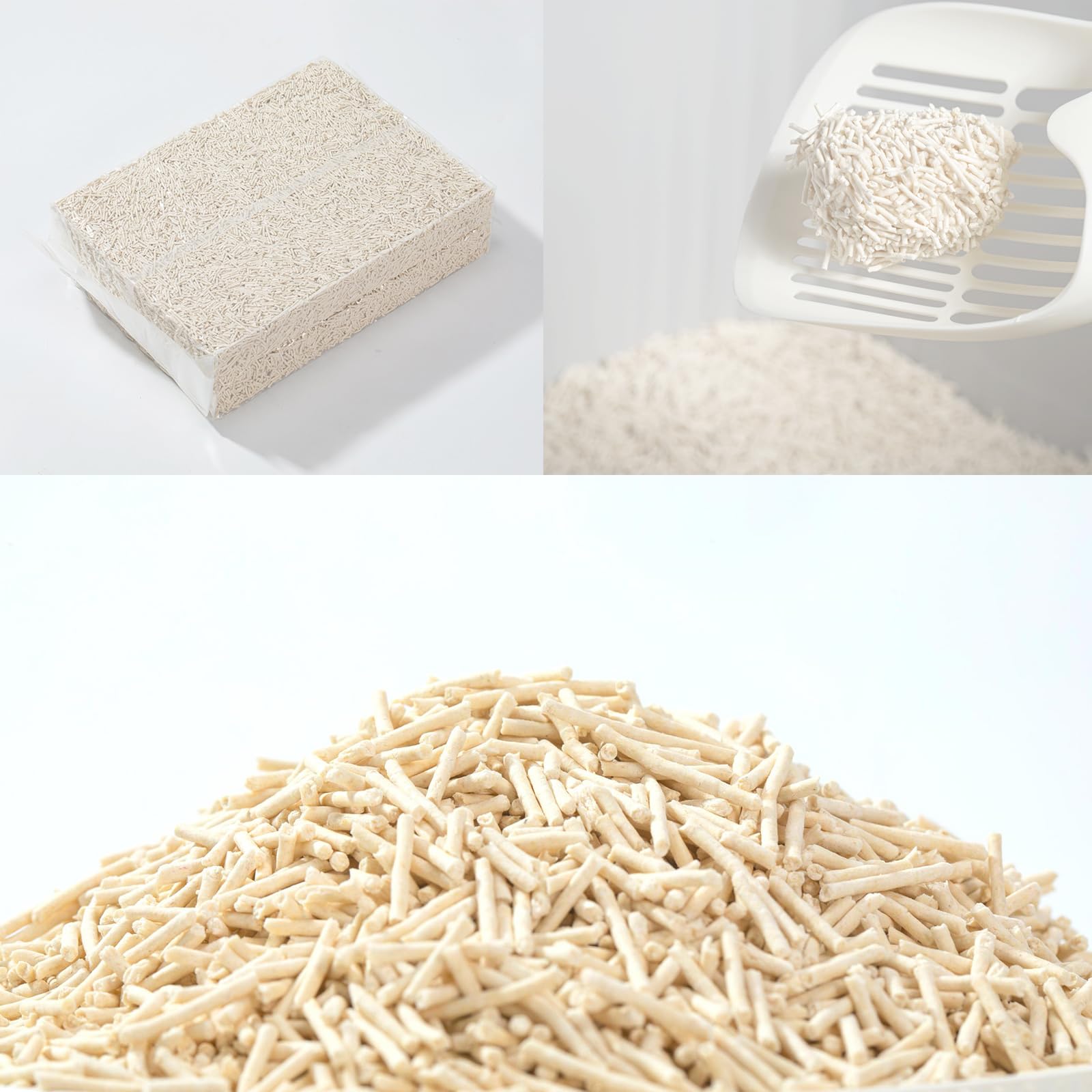 FEELING BEST tofu cat litter rapid clumping close-up highlights fast, tight clumps.
