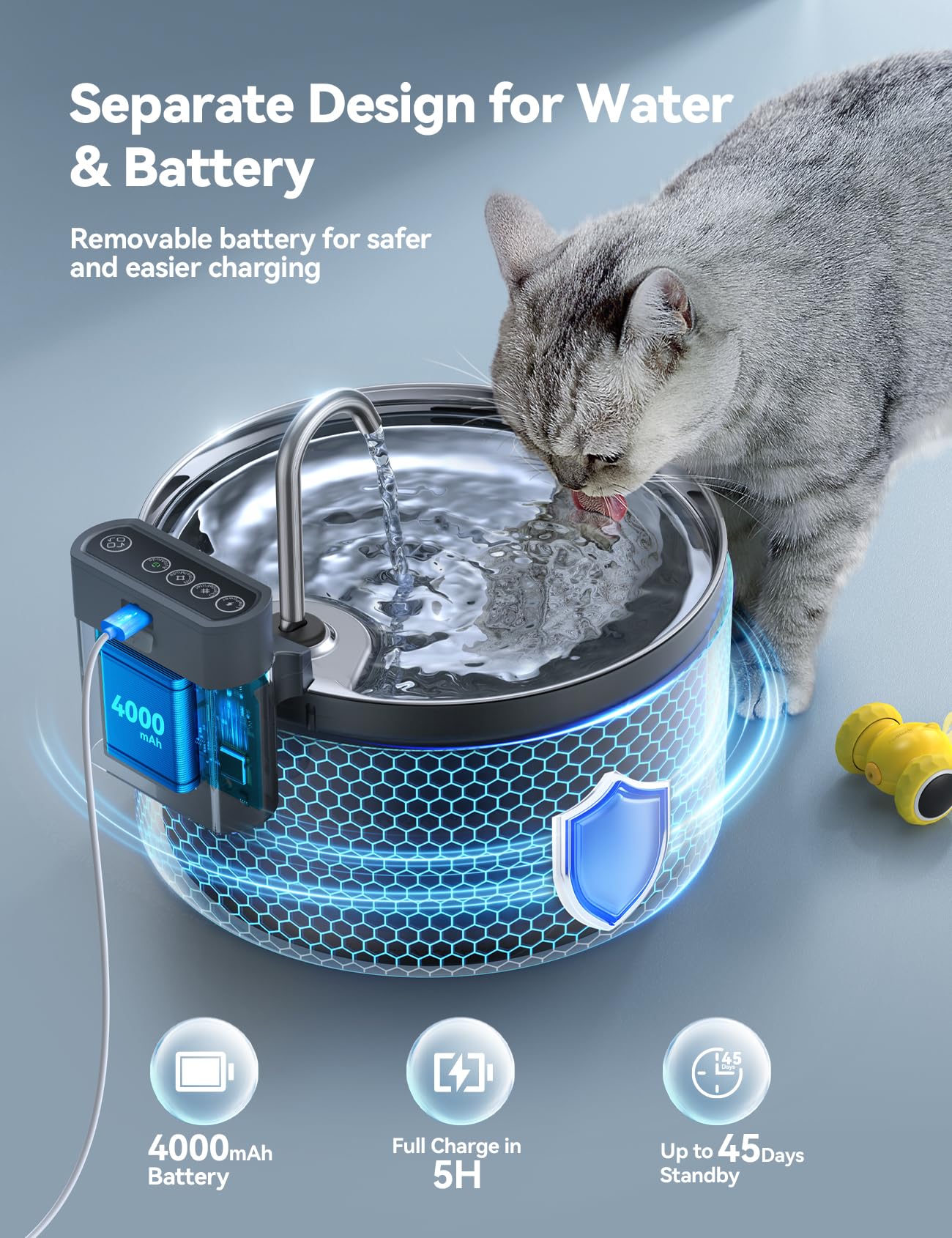 FEELNEEDY 4000mAh battery powers autonomous operation between charges.