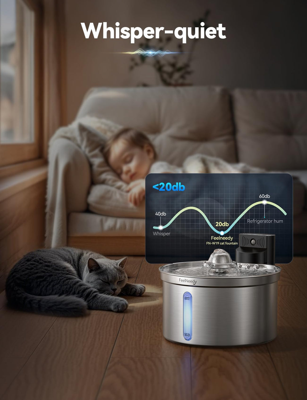 FEELNEEDY sensor mode water flow for natural drinking behavior